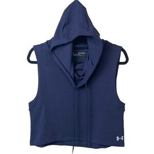 Under Armour‎ Navy Blue Cropped Sleeveless Funnel Neck Hoodie Women’s Sz XS